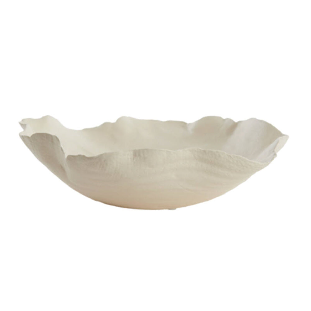 Banda Ceramic Dish In Cream with a textured surface on a white background