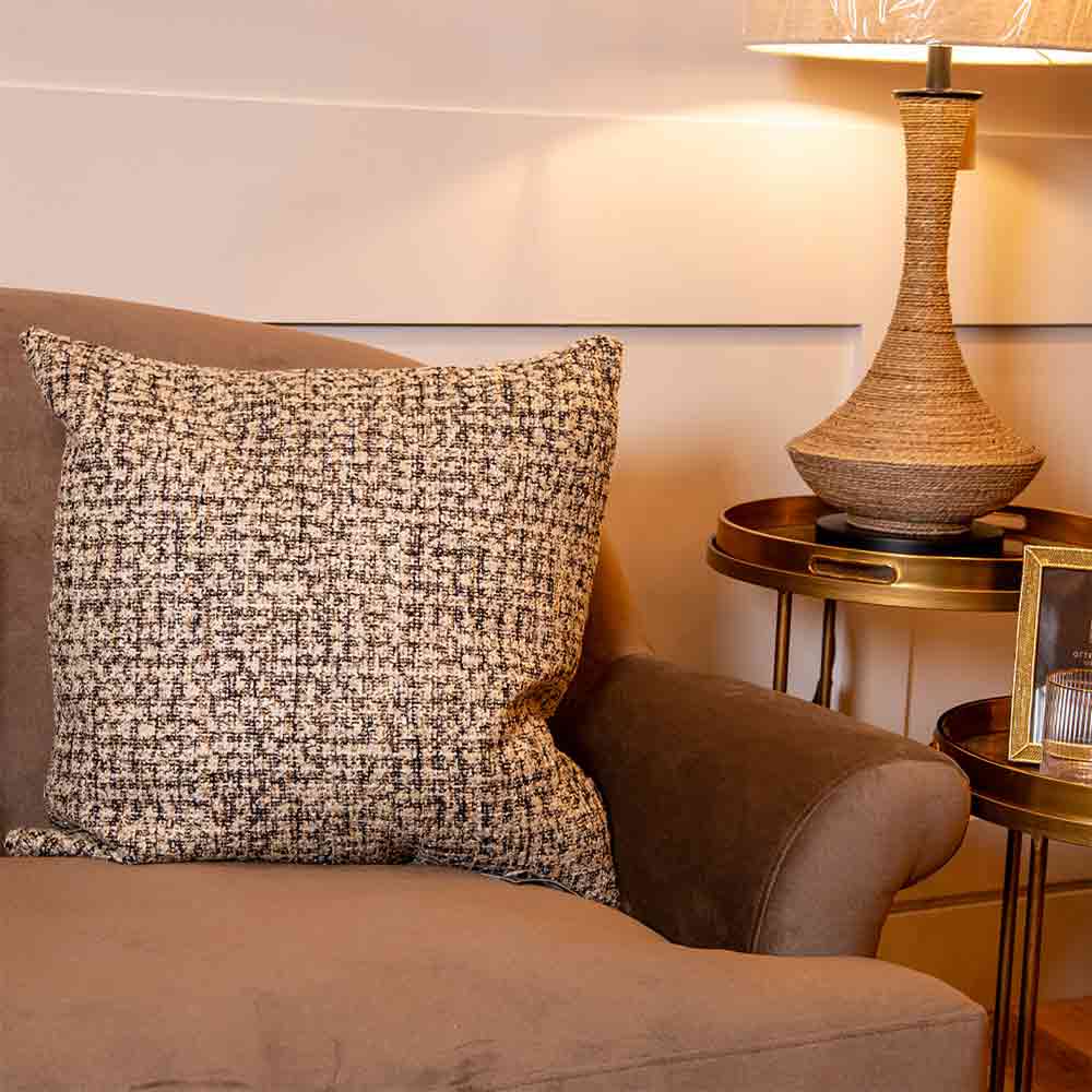 Blair Cushion in Natural and Black - Large Square