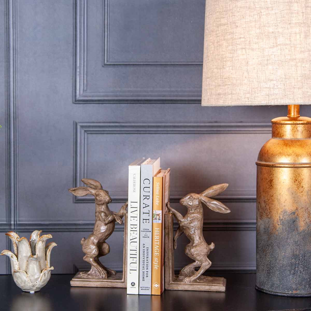 Boxing Hare Bookends