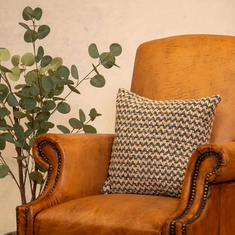 Braden Cushion in Blue and Cream 