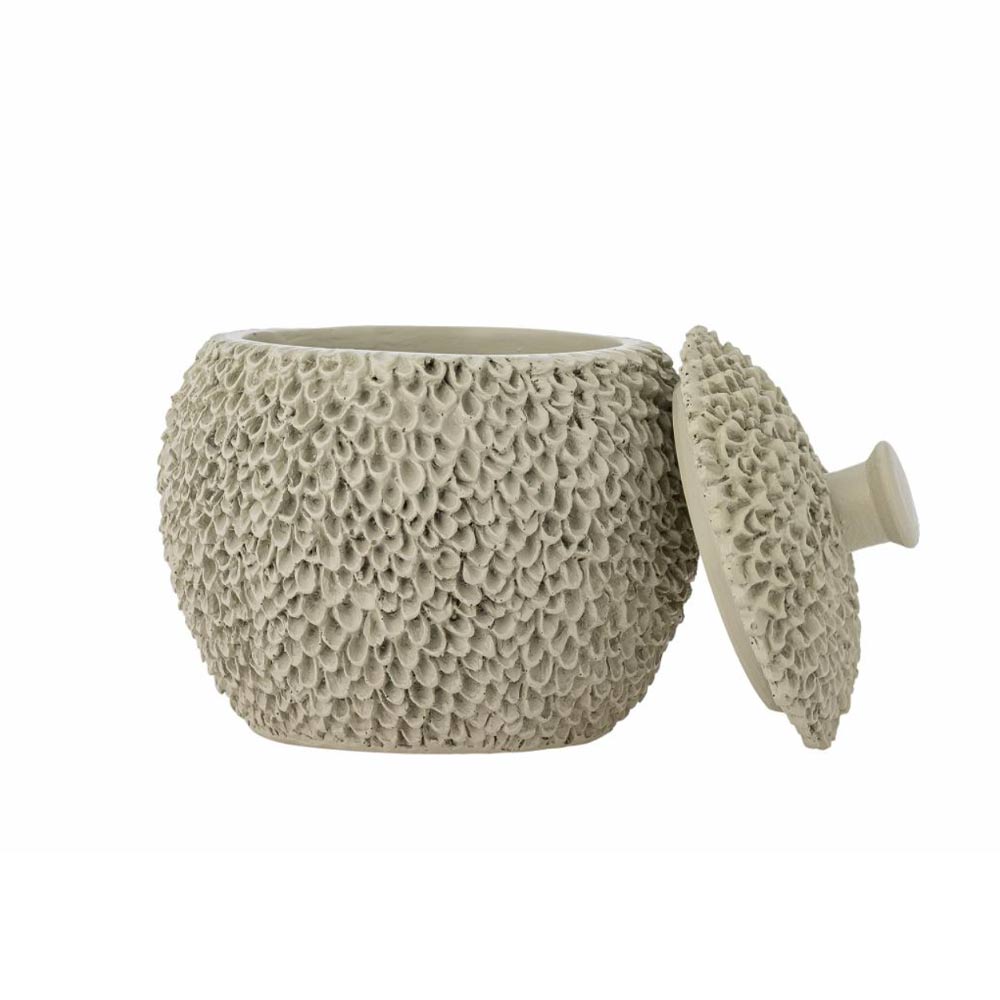 Decorative Grey Briar Jar with Lid - displayed on white background with lid off