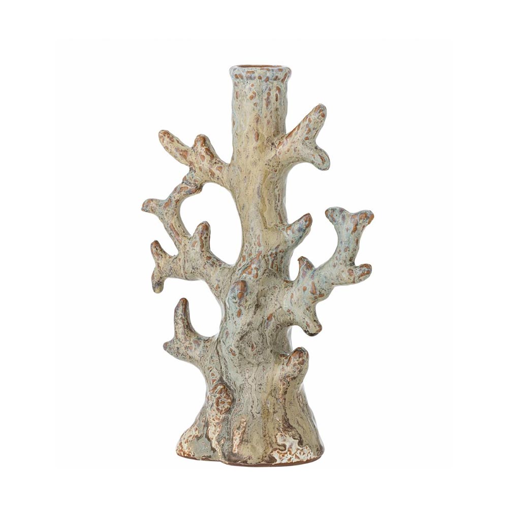 Bridget Stoneware Candle Holder in Blue and Grey