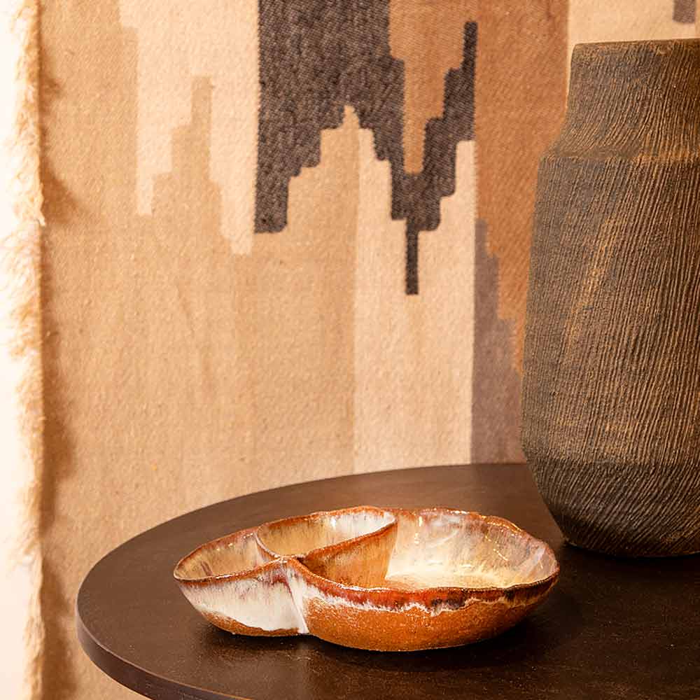 Brown Ombre Plate with Dip Pot