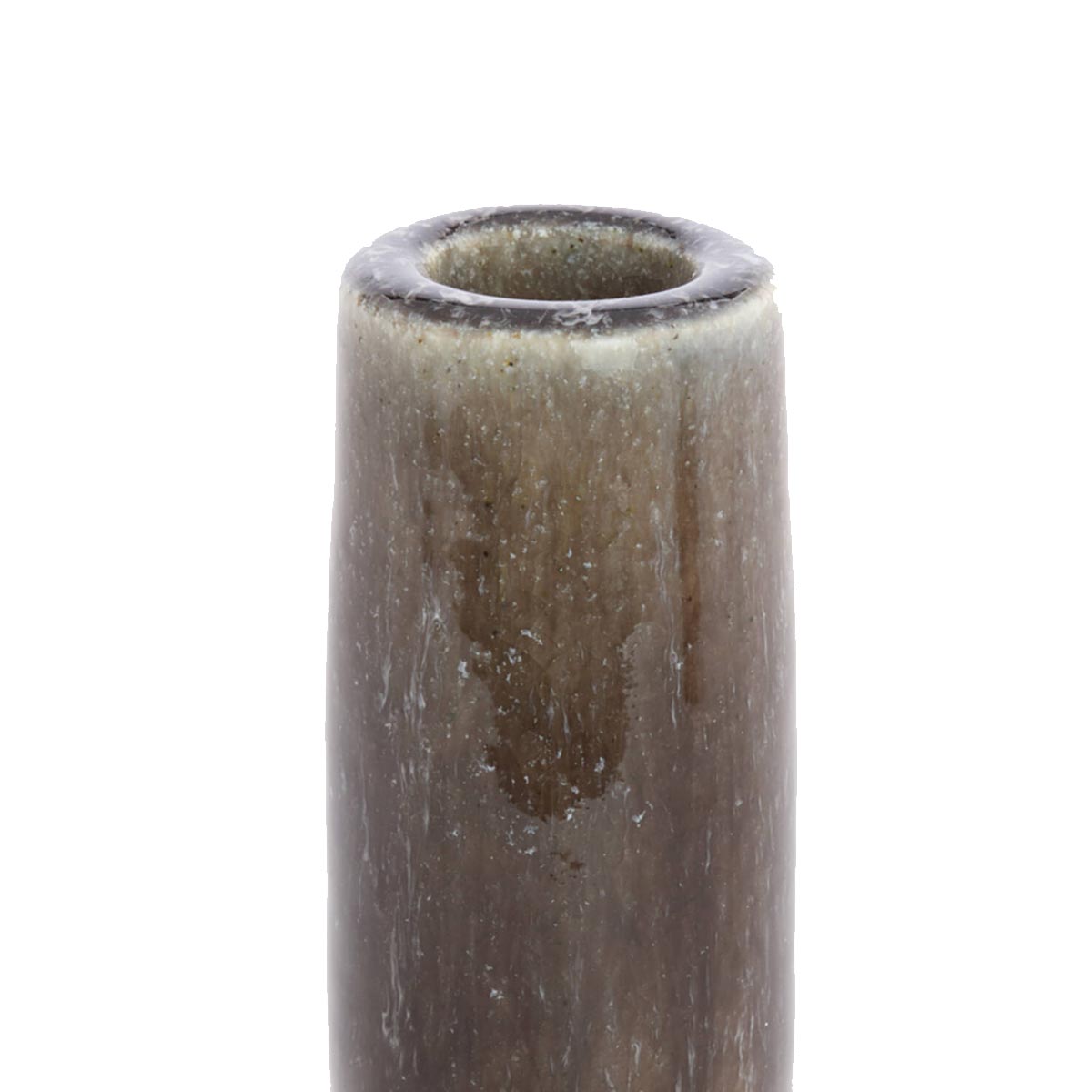 Burano Ceramic Candlestick - Dark Olive and Brown- Close up of top