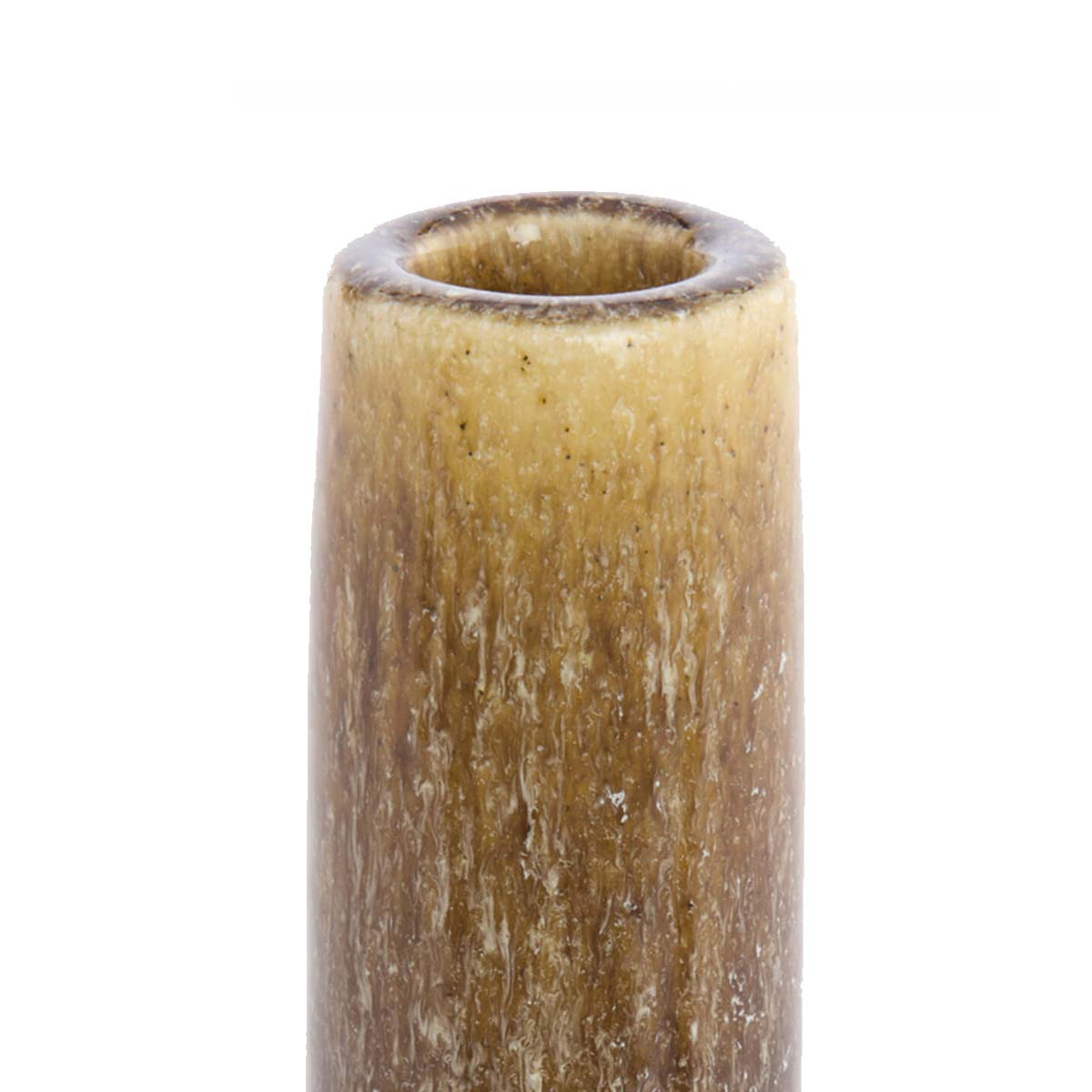 Burano Ceramic Candlestick - Ochre and Olive Green - Close up