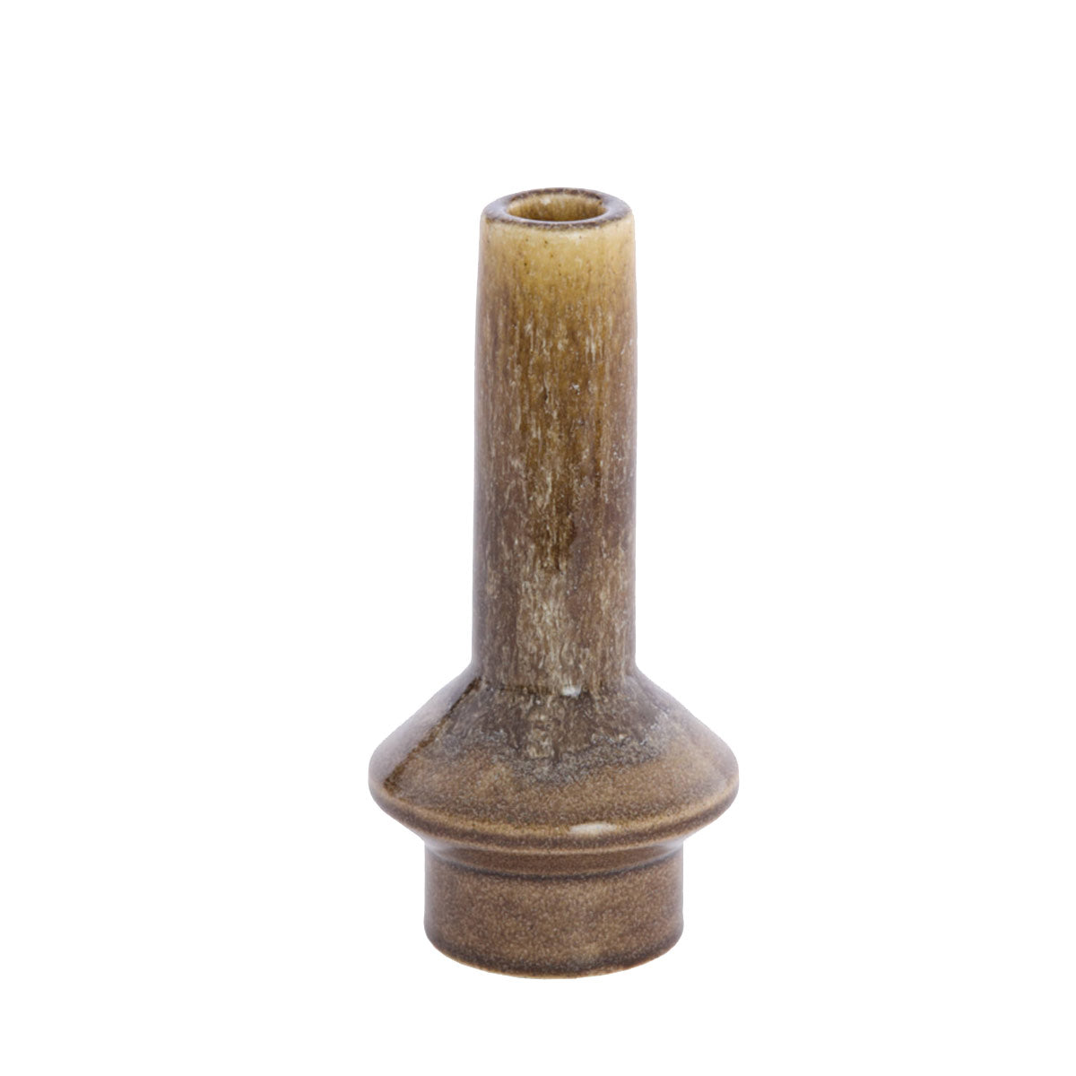 Tall-Burano Ceramic Candlestick - Ochre and Olive Green