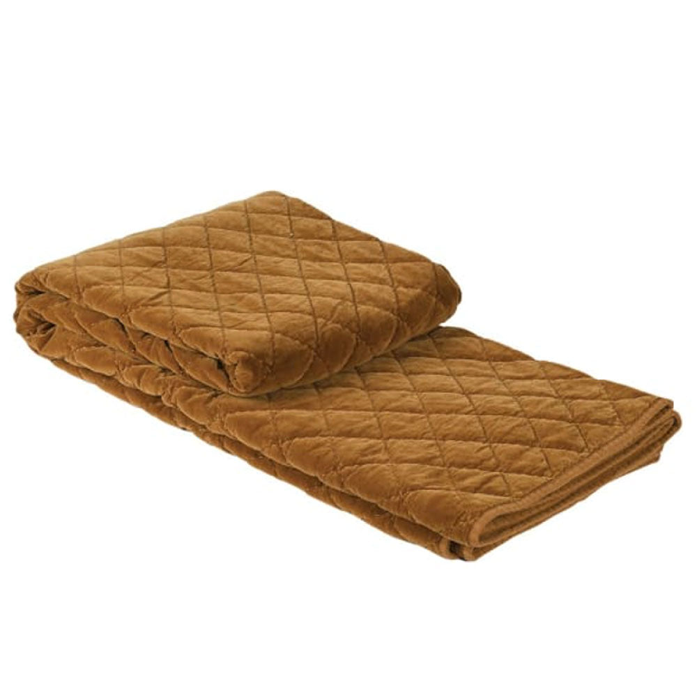 Folded Caramel Bed Spread - King Size quilt on a white background