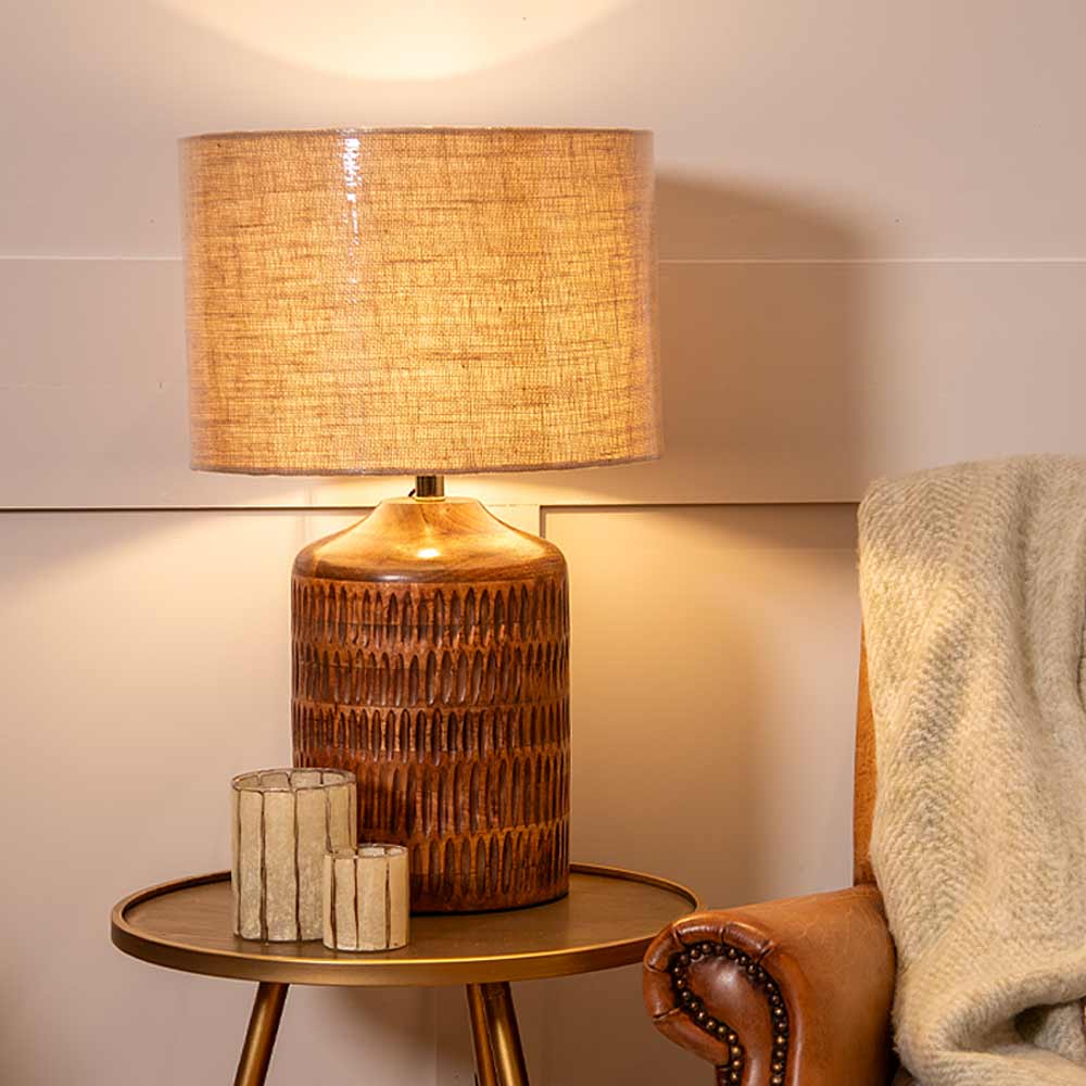 Carved Ridged Table Lamp