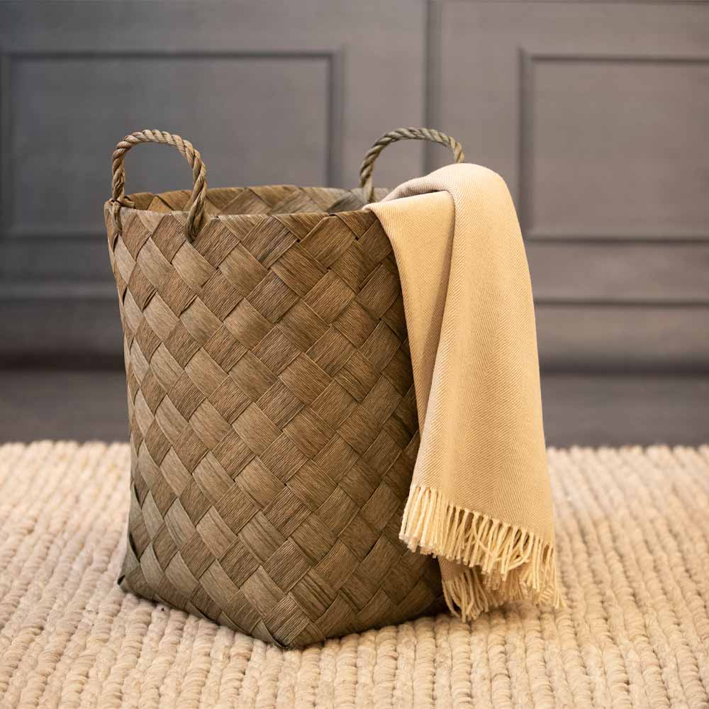 Clarke Green and Natural Round Woven Basket