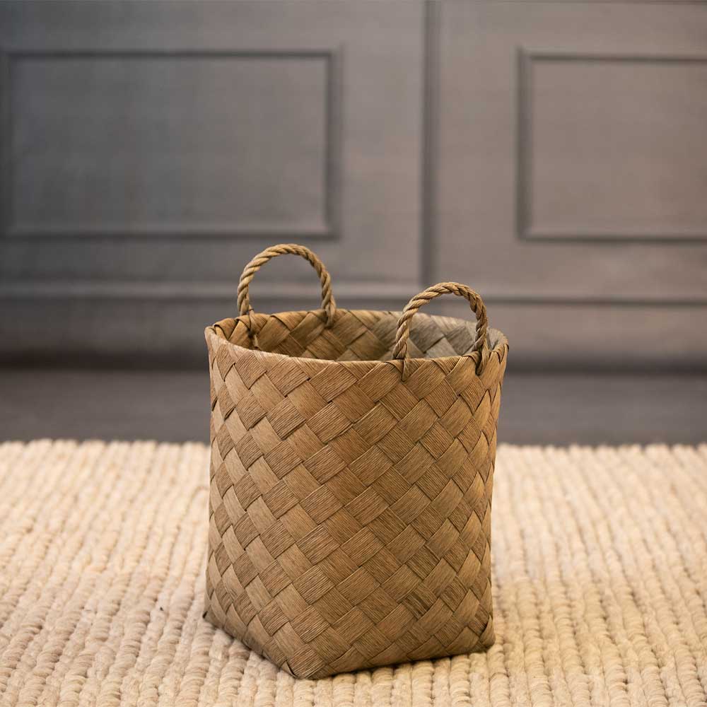 Clarke Green and Natural Round Woven Basket