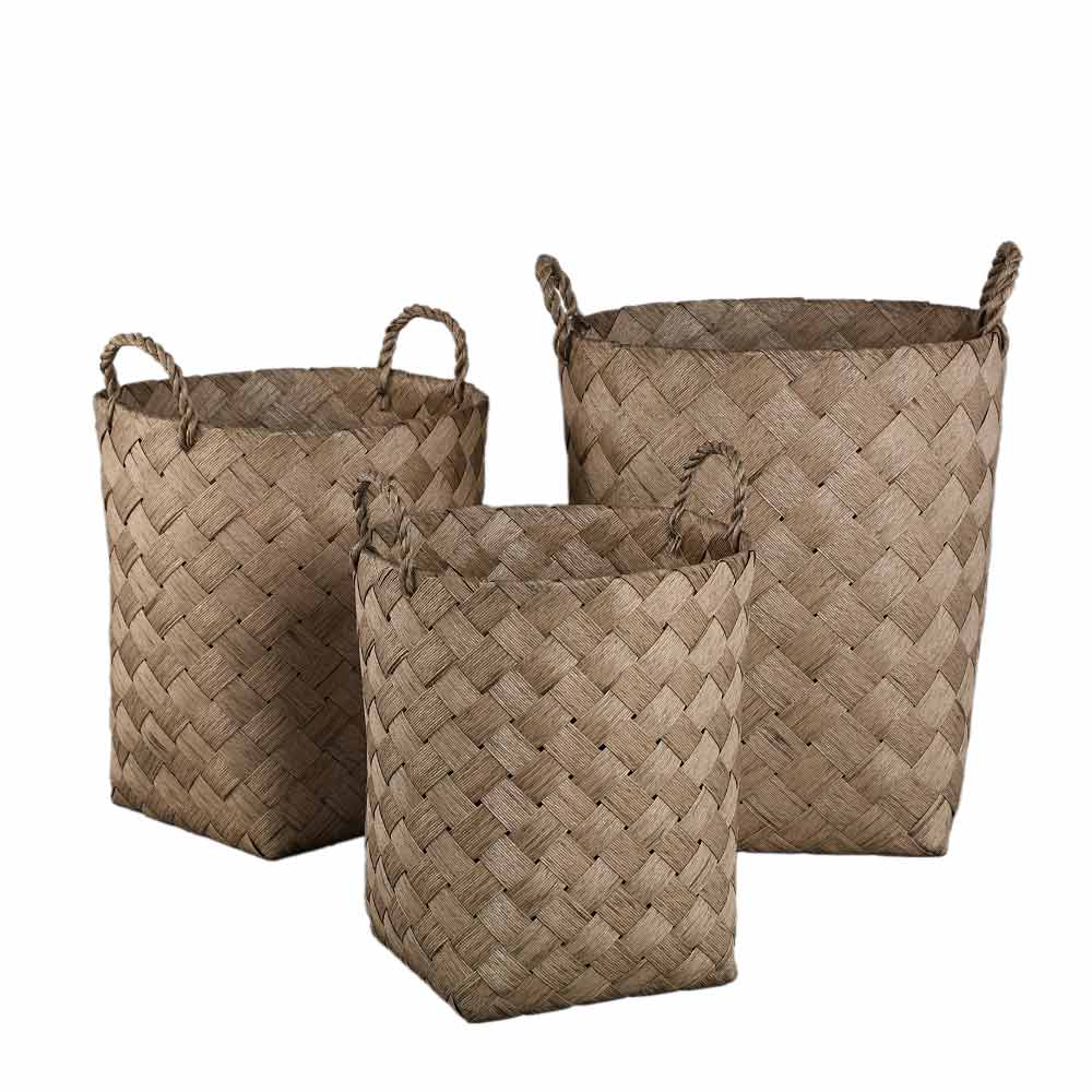 Clarke Green and Natural Round Woven Basket