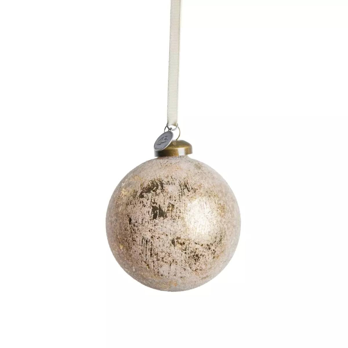 Clearena Glass Bauble in Rose Gold with a textured surface on a white background