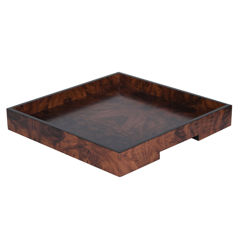Dark Faux Burl Square Tray - Large and Small