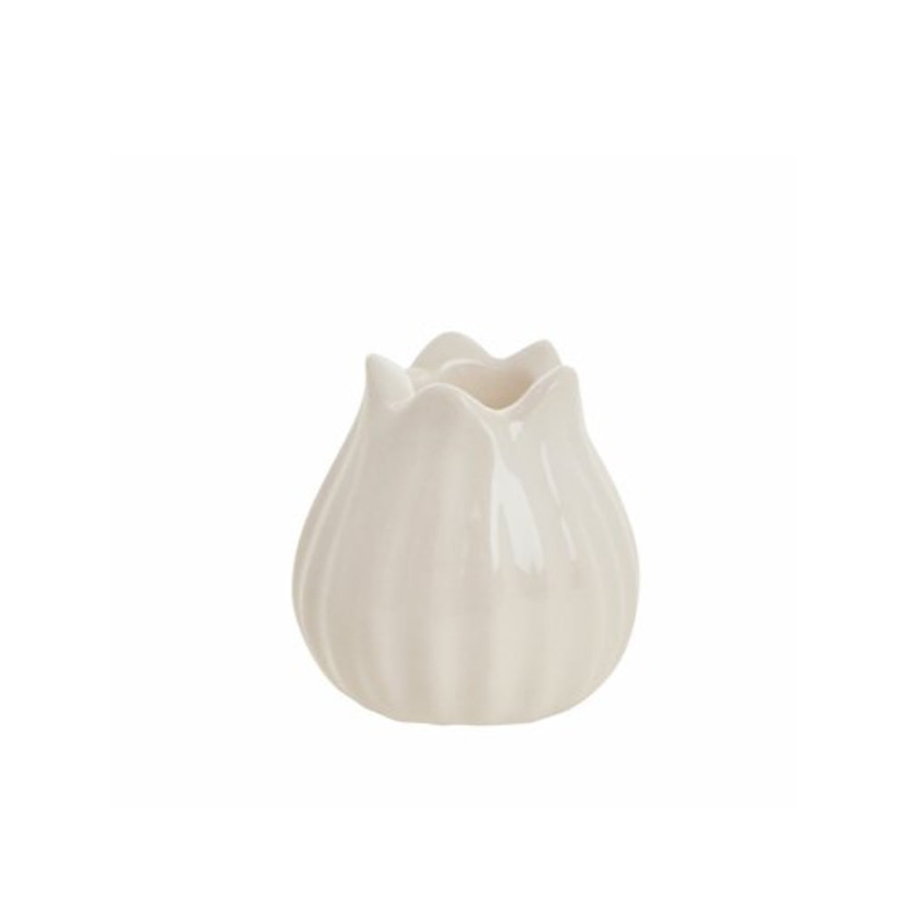 Dealie Flower Candlestick, Off White