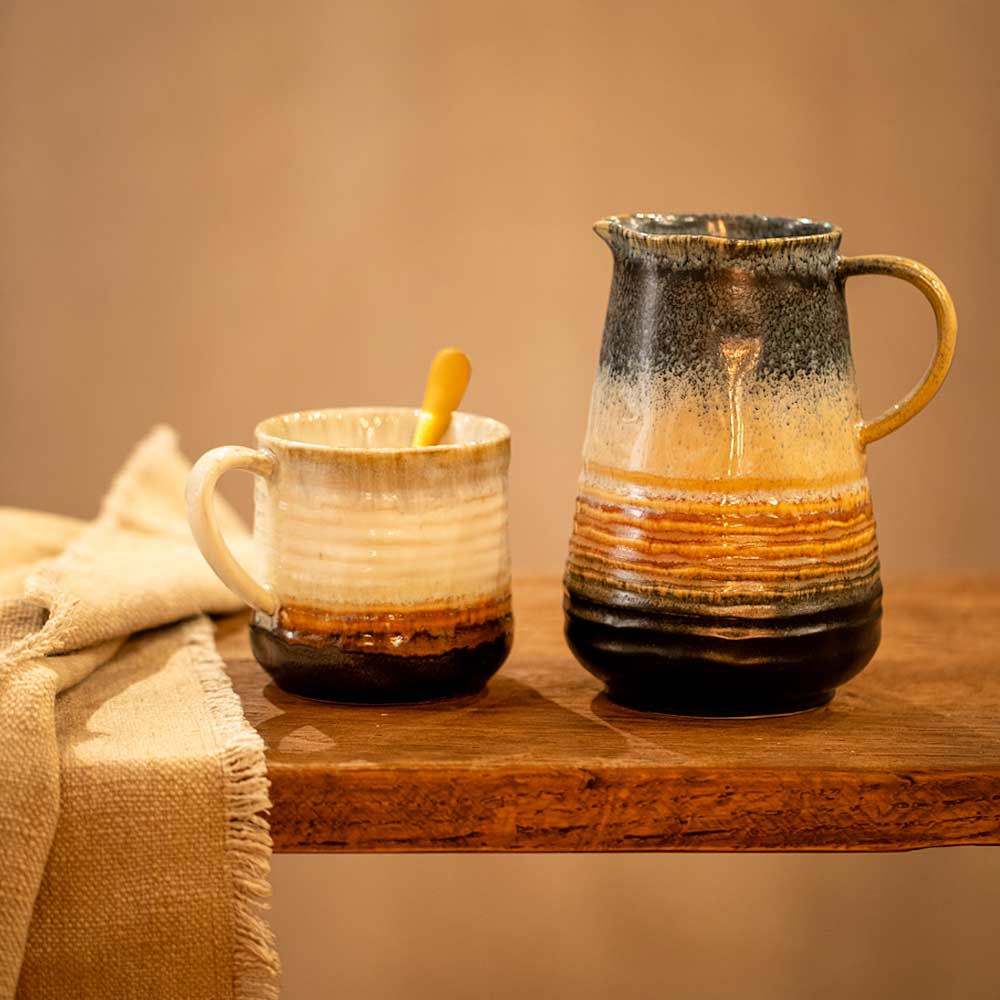 Deana Jug, Blue and Amber, Stoneware