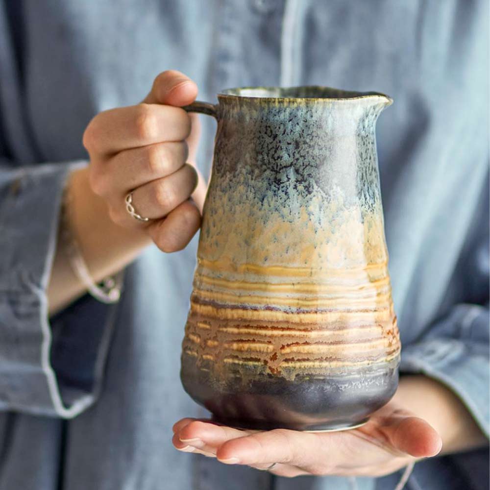 Deana Jug, Blue and Amber, Stoneware