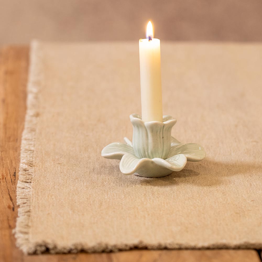 Deanne Flower Candlestick, Light Green