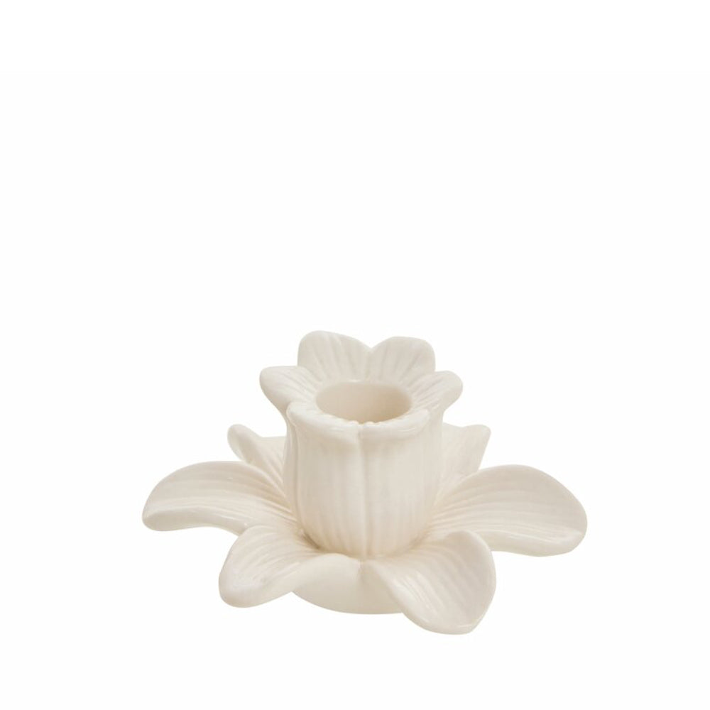 Deanne Flower Candlestick, Off White