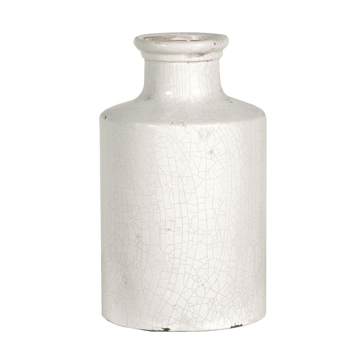 Ivory distressed ceramic bottle vase 