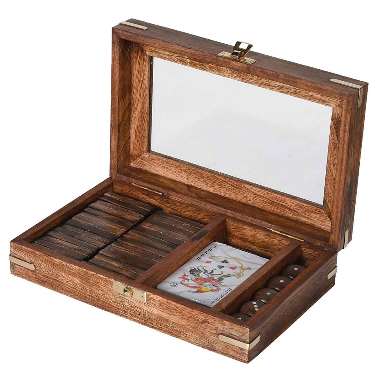 Dominoes and Games Set in Wooden Box