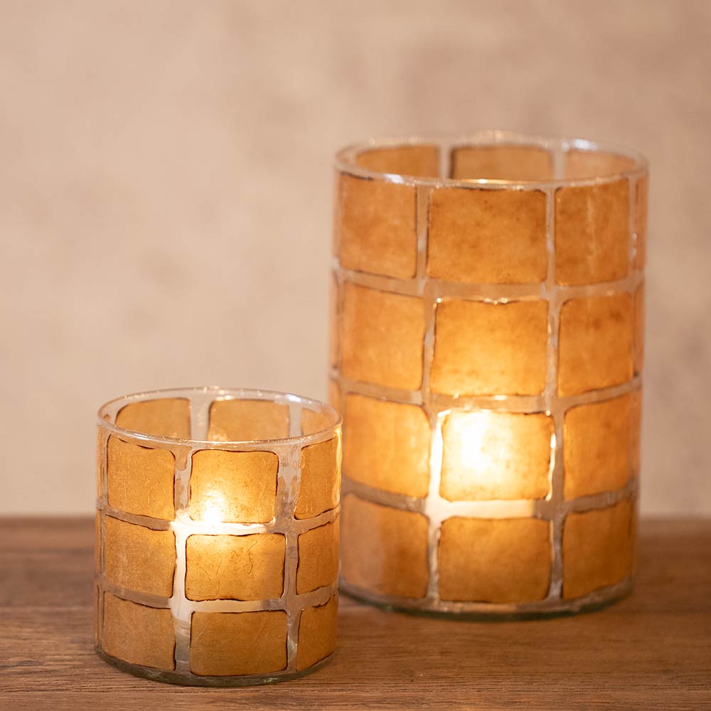 Dronero Glass Candle Holder - Caramel