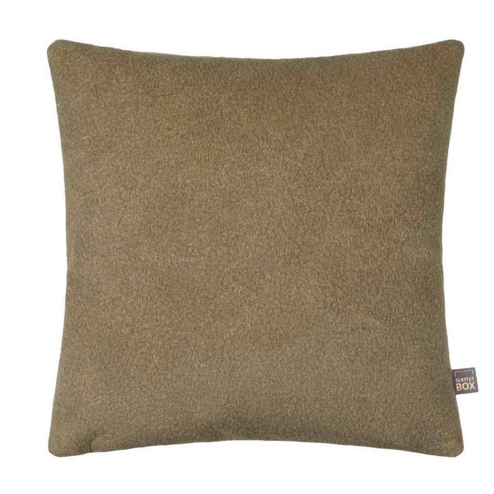 Easkey Green Cushion in a 43cm square shape, featuring a soft textured fabric in an earthy green tone, perfect for adding warmth to home interiors.