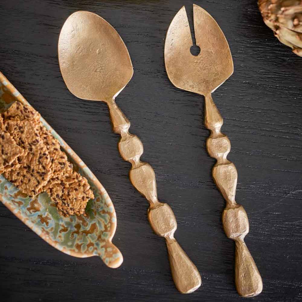 Edi Metal Salad Servers in Brass
