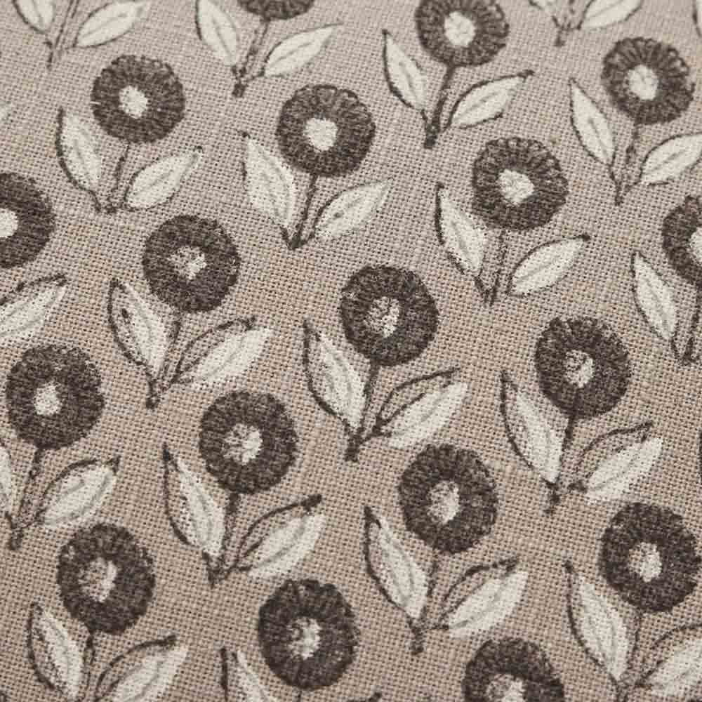 Efilia Oblong Flower Print Cushion - Dark Linen - Close up of pattern on material