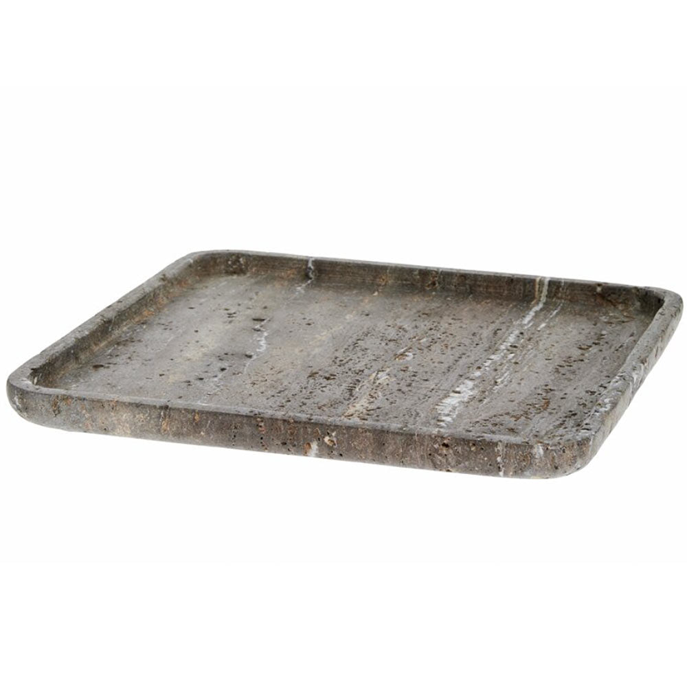 Elina Square Marble Tray - Brown