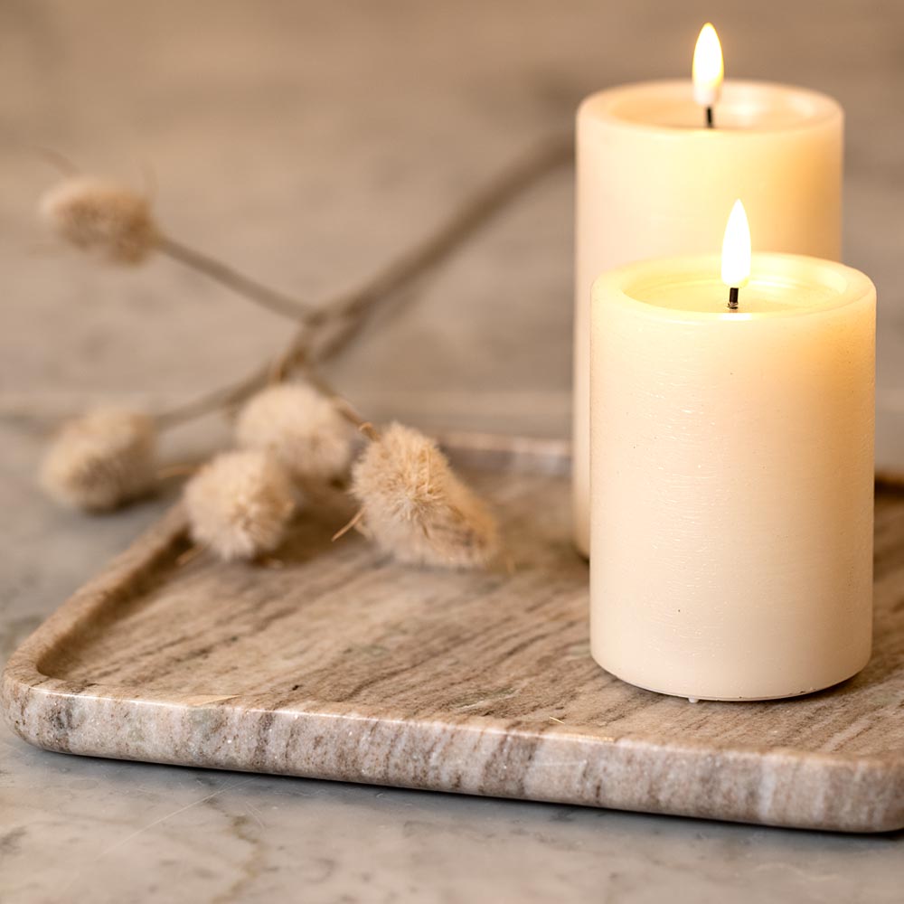 Elina Square Marble Tray - Brown