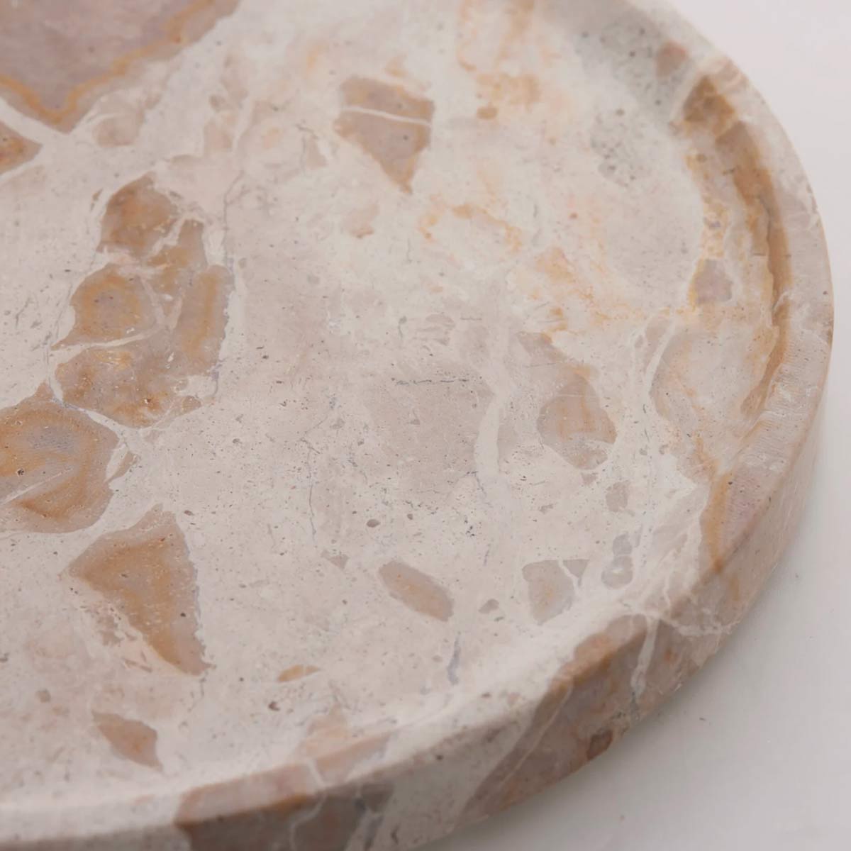 Ellia Round Marble Tray in Linen