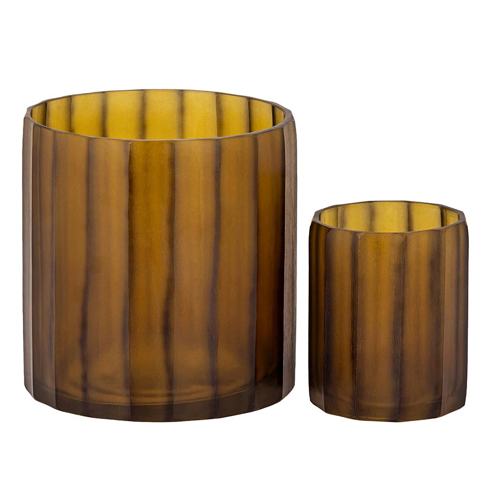 Eloise Amber Glass Votive - Two Sizes