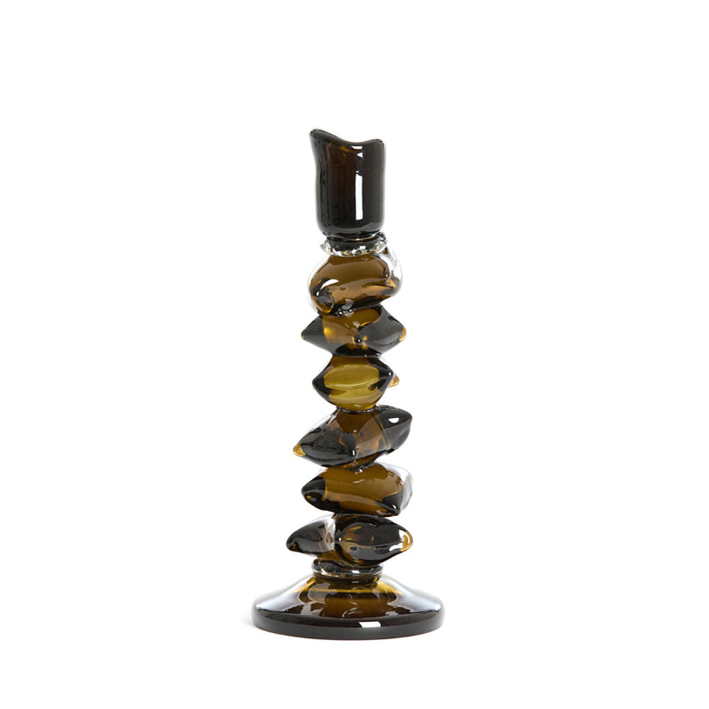 Estiva Olive Green Glass Candlesticks - Two Sizes