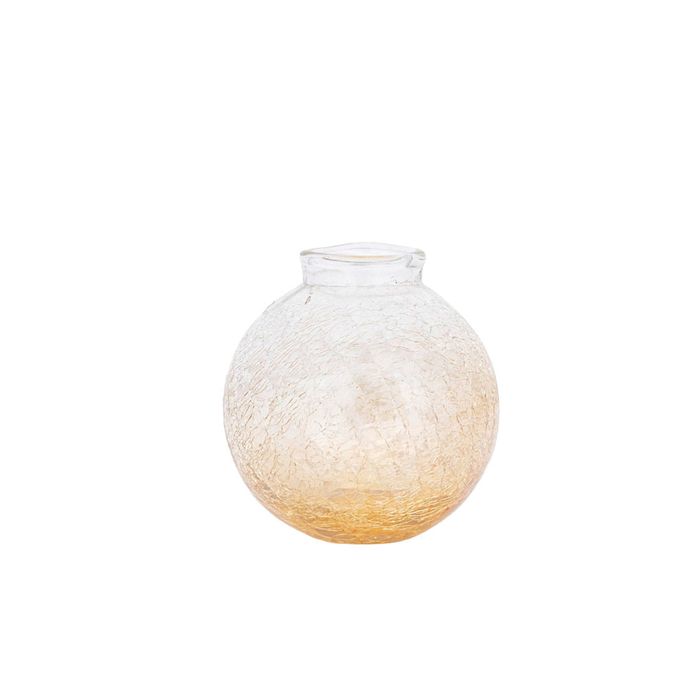 Evin Amber Glass Round Crackle Vase - Three Sizes