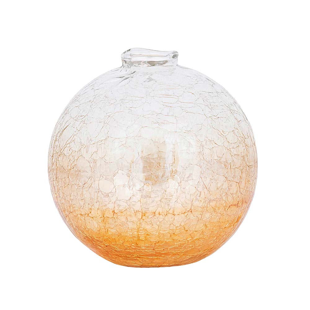 Evin Amber Glass Round Crackle Vase - Three Sizes