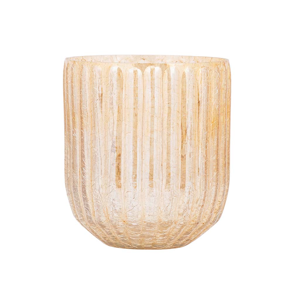 Evin Amber Crackle Glass Votive - Two Sizes