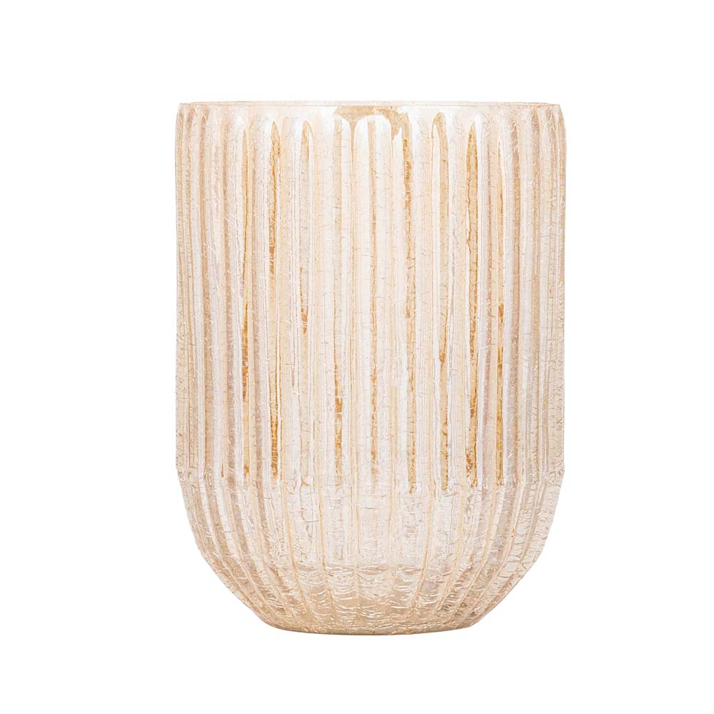 Evin Amber Crackle Glass Votive - Two Sizes
