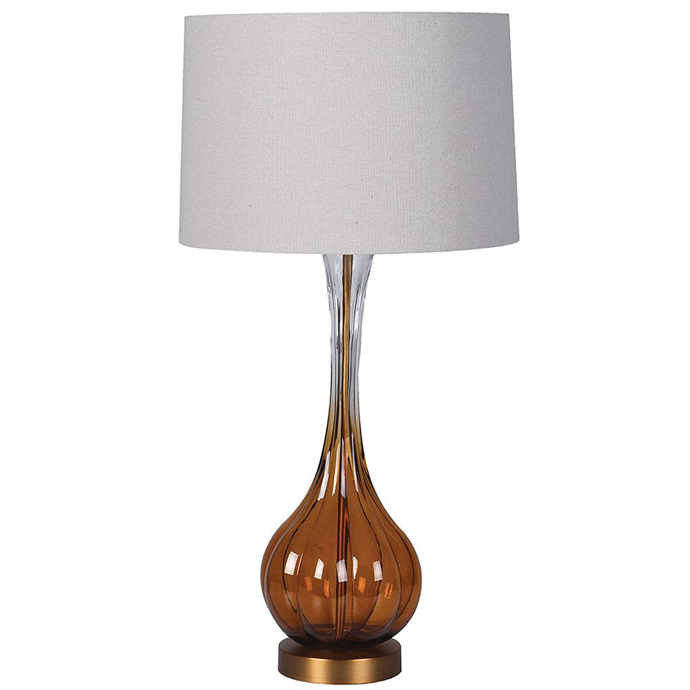 Faded Amber Glass Table Lamp with Shade