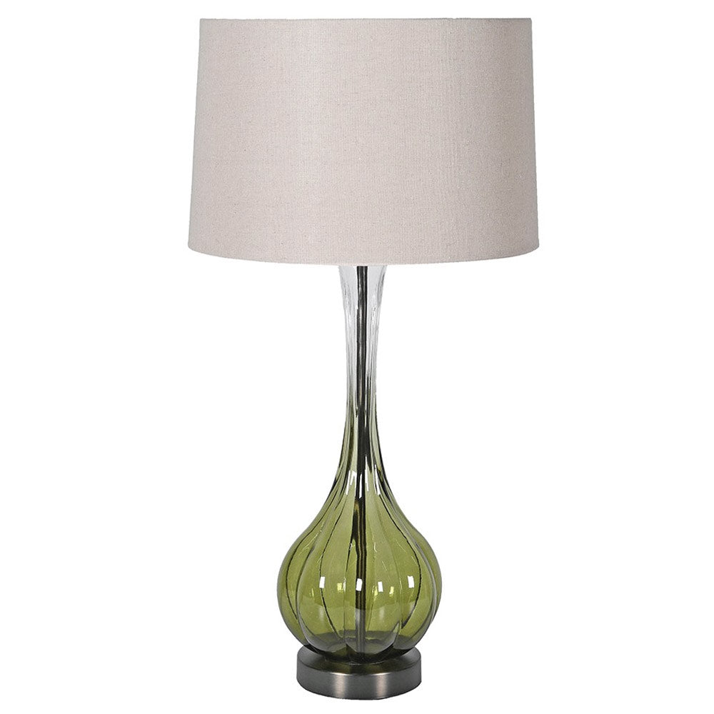 Faded Green Glass Table Lamp with Shade