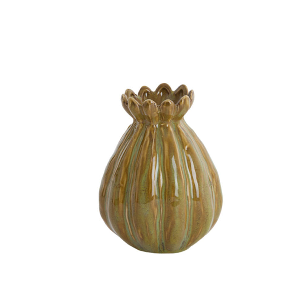 Felipe Ceramic Vase in Olive Brown