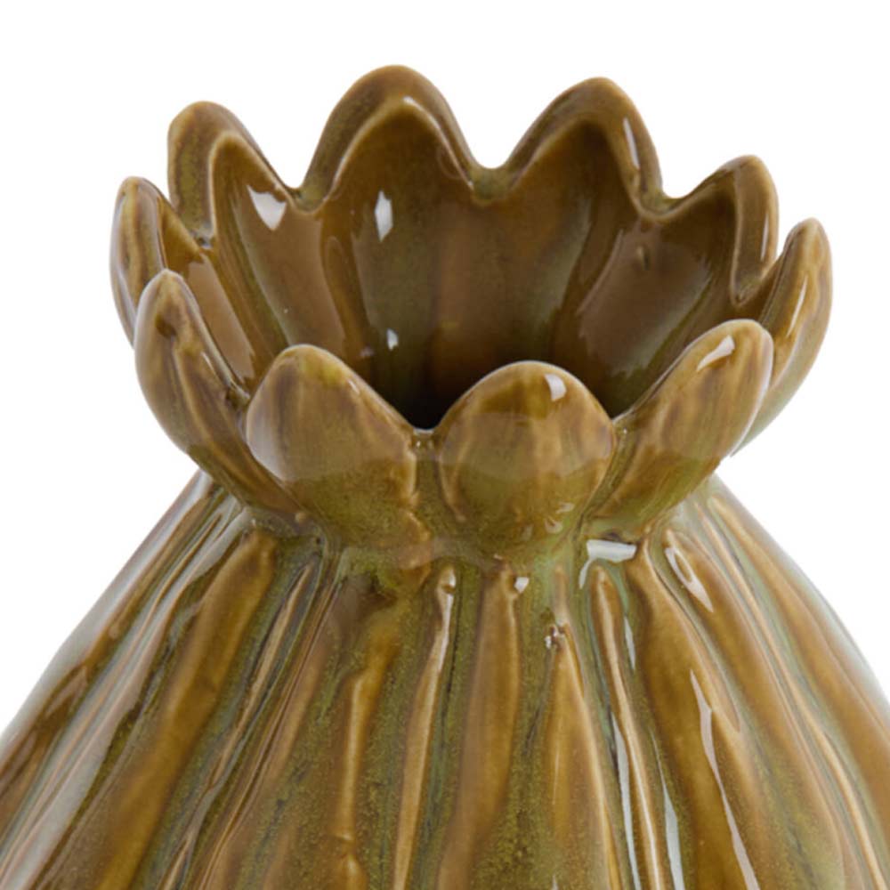 Felipe Ceramic Vase in Olive Brown