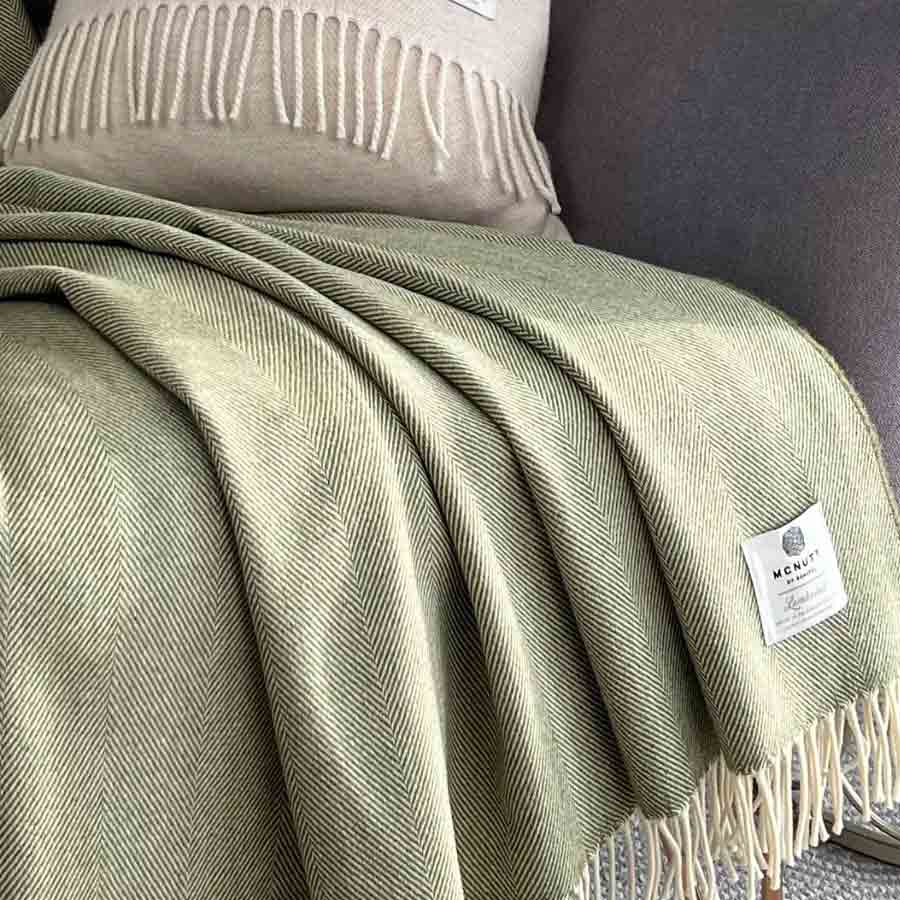 Fern Herringbone - Merino Lambswool Throw - McNutt of Donegal