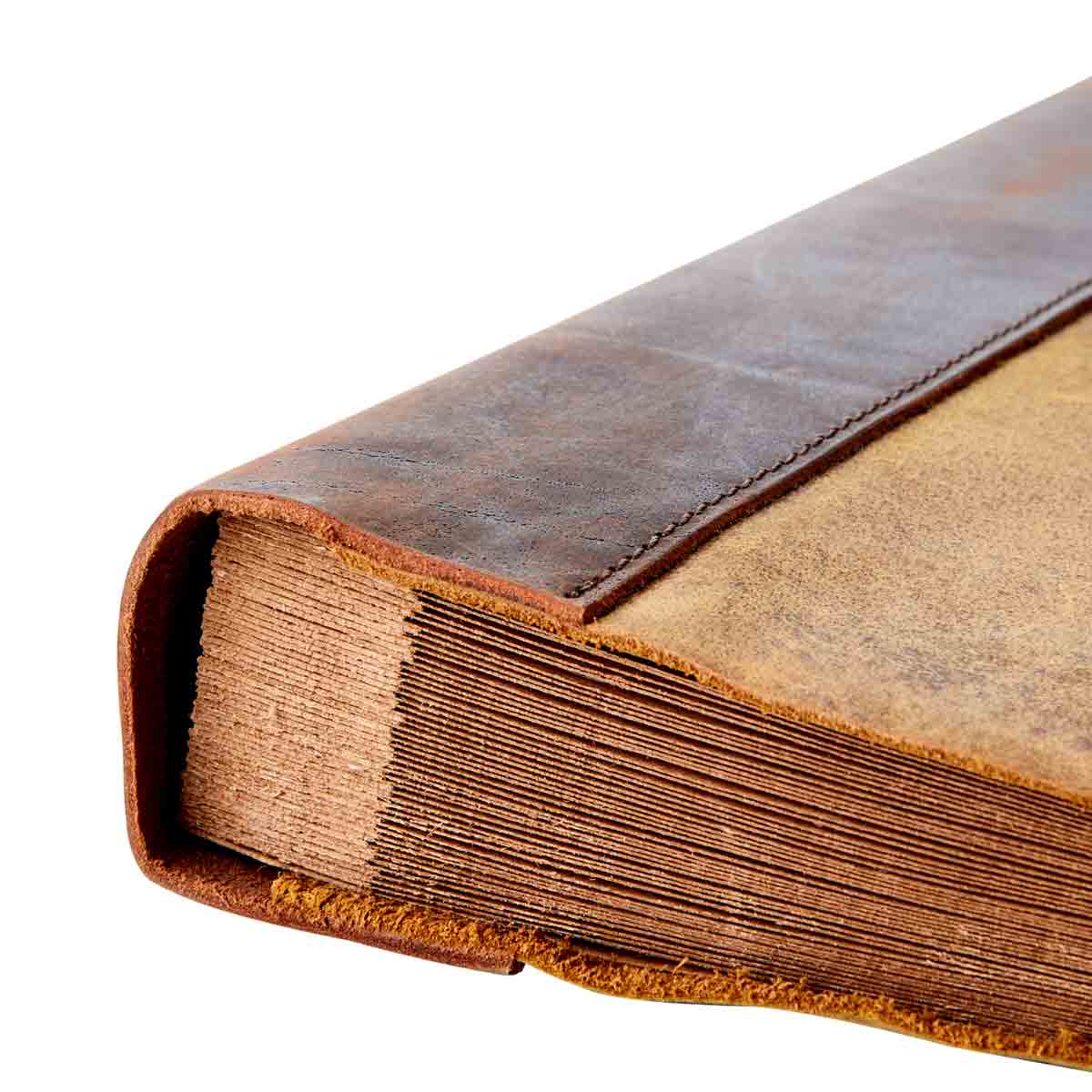 Globetrotter Leather Bound Note/Photo Book - Large - close up of binding