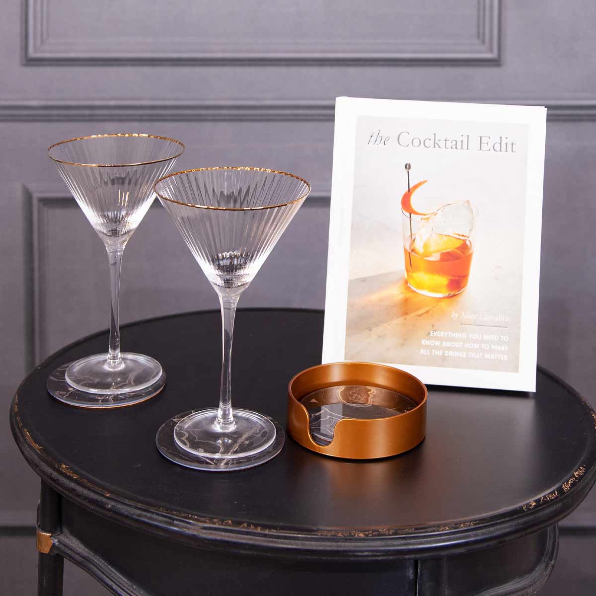 Gold Rimmed Martini Glasses