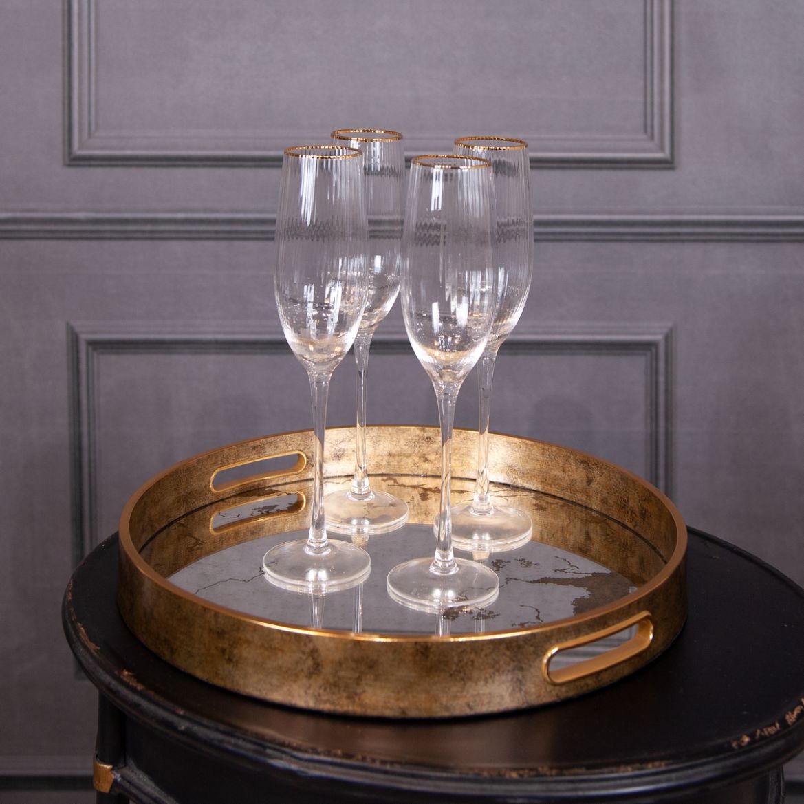 Gold Rimmed Champagne Flutes - Seddon and Davison