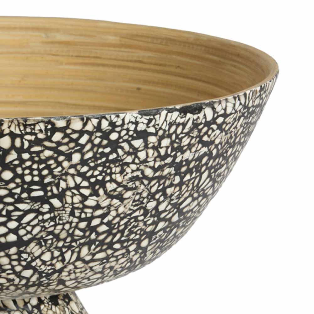 Gracio Black and Cream Bamboo Bowl on Stand