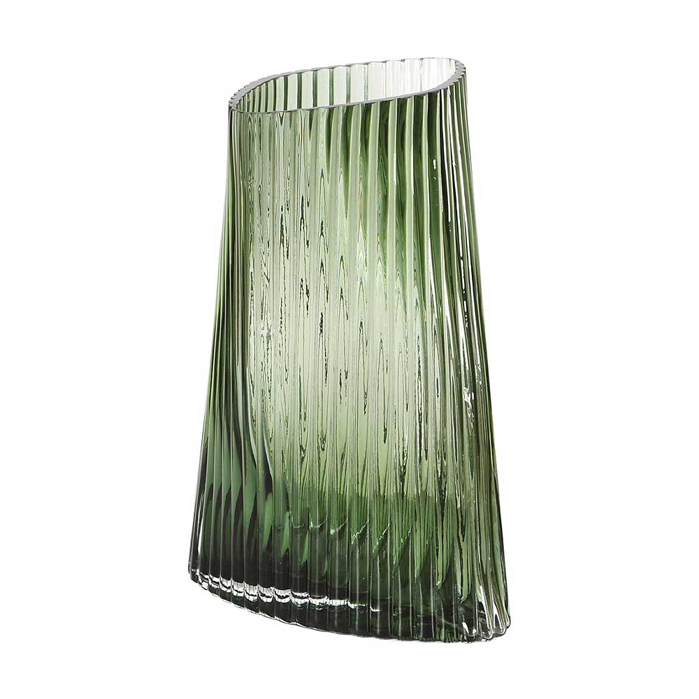 Green Ribbed Twist Vase