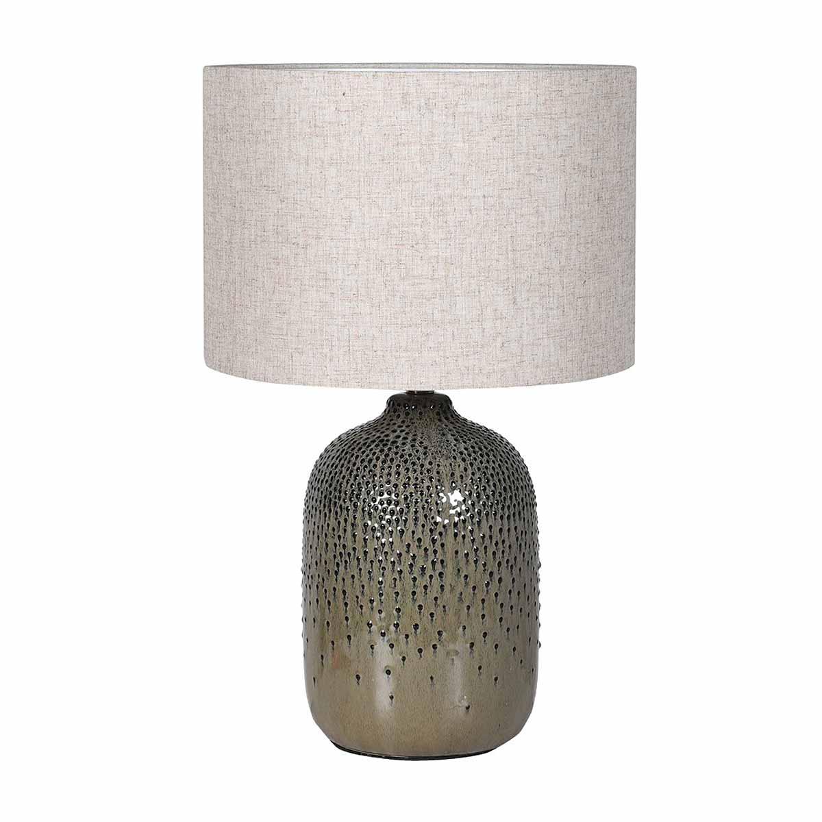 Green Table Lamp with Linen Shade