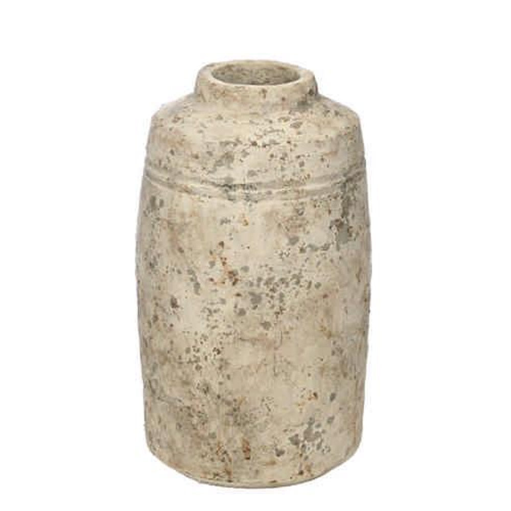 Distressed Grey/Off White Terracotta Vase