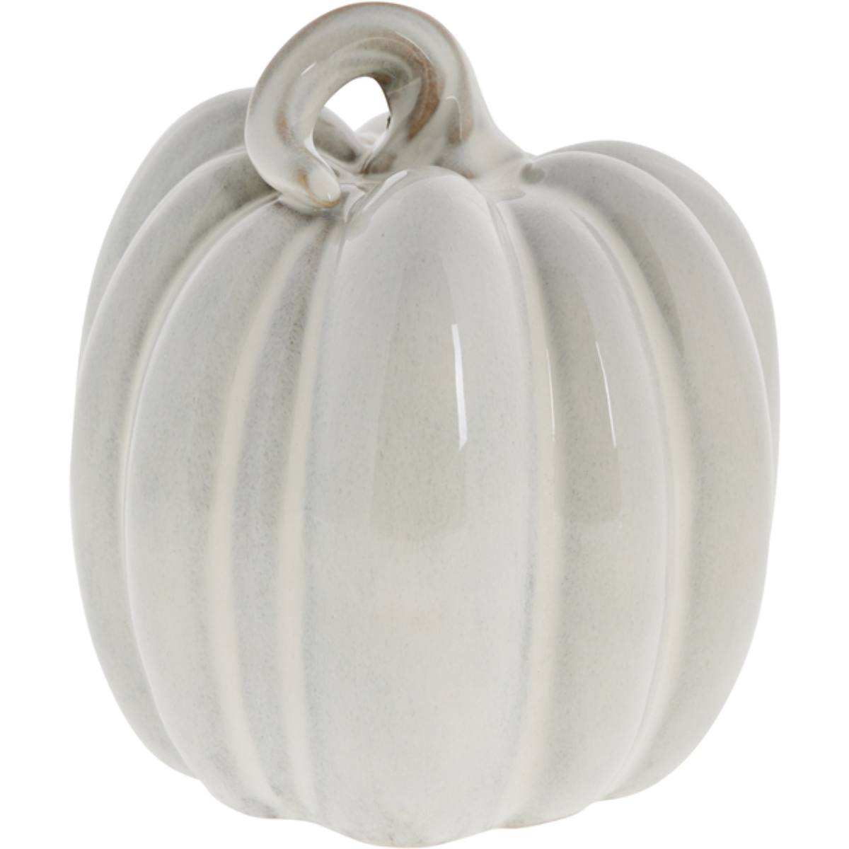 White ceramic pumpkin on a white background